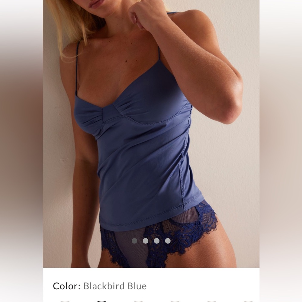 NWT FREE PEOPLE My Way Triangle Cami size XL blackbird blue